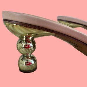 A New Day Cami Mule Heel with Clear Strap and Gold Sphere Heels Size 10